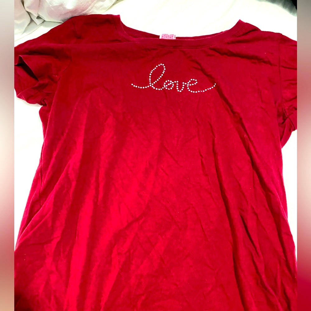 Y2K Love bejeweled red t-shirt